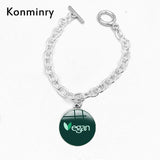 Classic Green Leaf Vegan Bracelets For Women Men