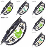 Vegan Personality Glass Black Leather Bracelet