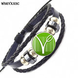 Vegan Personality Glass Black Leather Bracelet