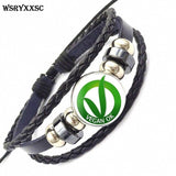 Vegan Personality Glass Black Leather Bracelet