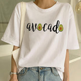 Cartoon Avocado Vegan Short Sleeve Cute T-shirt