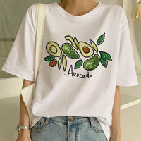 Cartoon Avocado Vegan Short Sleeve Cute T-shirt