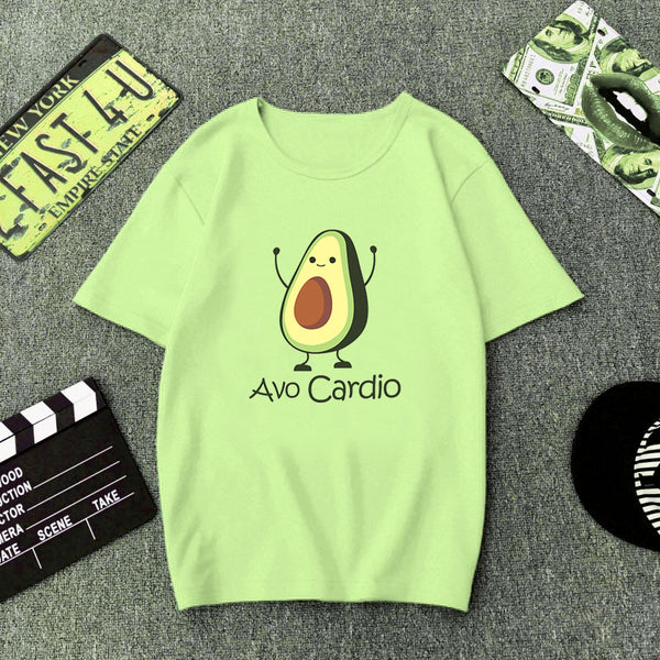 Green T Shirt Women Cartoon Avocado