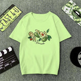 Green T Shirt Women Cartoon Avocado