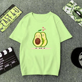 Green T Shirt Women Cartoon Avocado