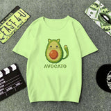 Green T Shirt Women Cartoon Avocado