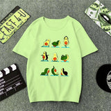 Green T Shirt Women Cartoon Avocado