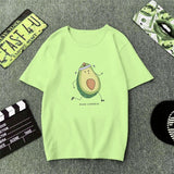 Green T Shirt Women Cartoon Avocado