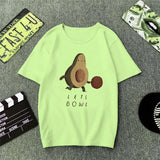 Green T Shirt Women Cartoon Avocado