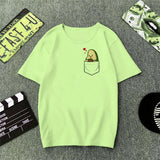 Green T Shirt Women Cartoon Avocado