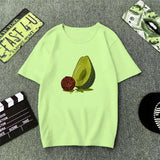 Green T Shirt Women Cartoon Avocado