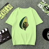 Green T Shirt Women Cartoon Avocado