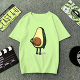 Green T Shirt Women Cartoon Avocado